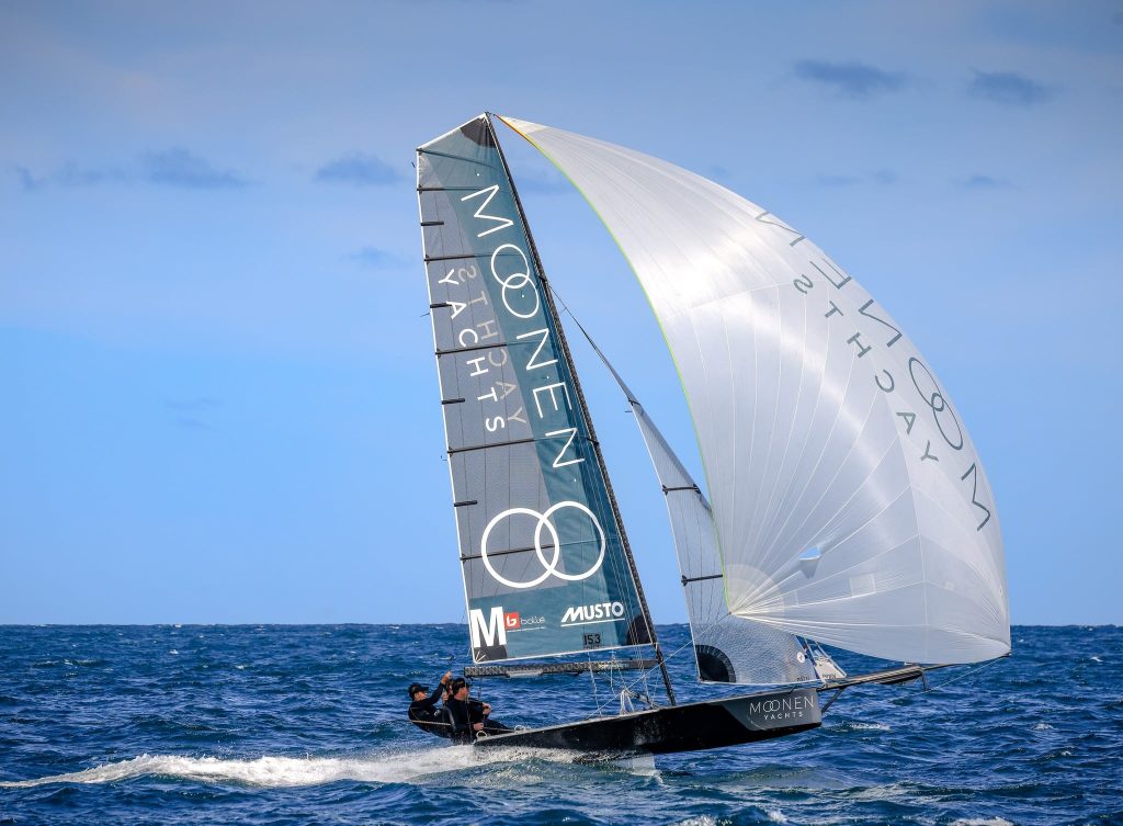The Moonen Yachts Racing team sails in the Australian 16ft skiff league.
