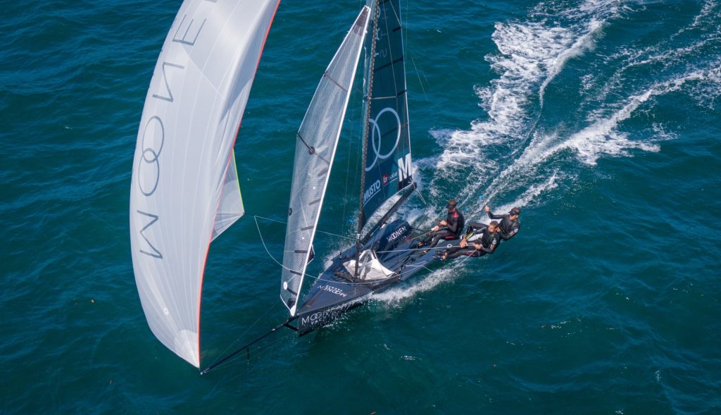 The Moonen Yachts Racing team’s 16ft Skiff reaches speeds up to 25 knots.