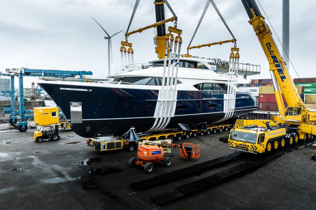 Luxury yacht Moonen 110 Mustique YN202 at the Moonen Shipyard in the Netherlands.