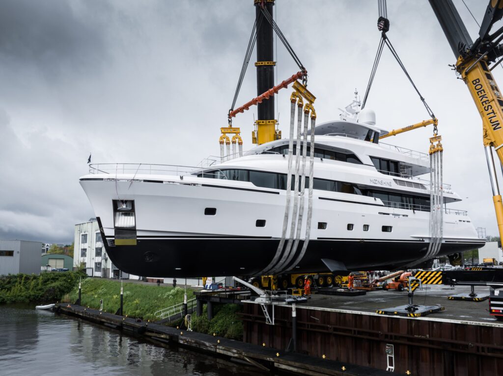 Christening and launch of luxury yacht YN204 MOONSHINE built by Moonen Yachts.