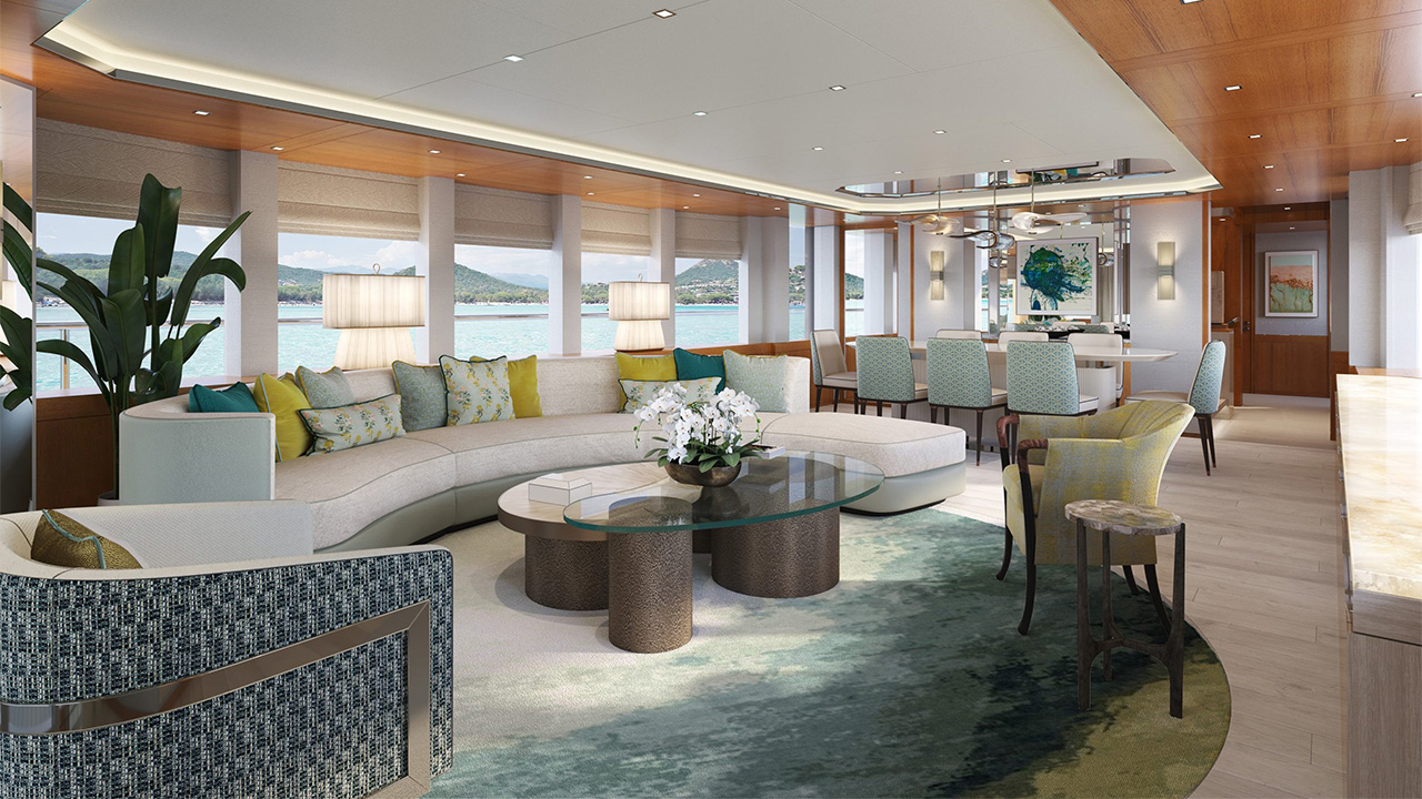 The yacht interior on board Moonen YN203 Lumiere